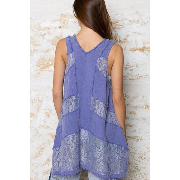 POL Something Special Double Gauze Lace Tunic FWT411 - Picture 7 of 8